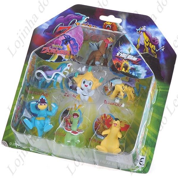 Cartela com 7 miniaturas de Pokemons